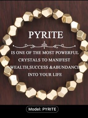 Pyrite Faceted Bead Bracelet -